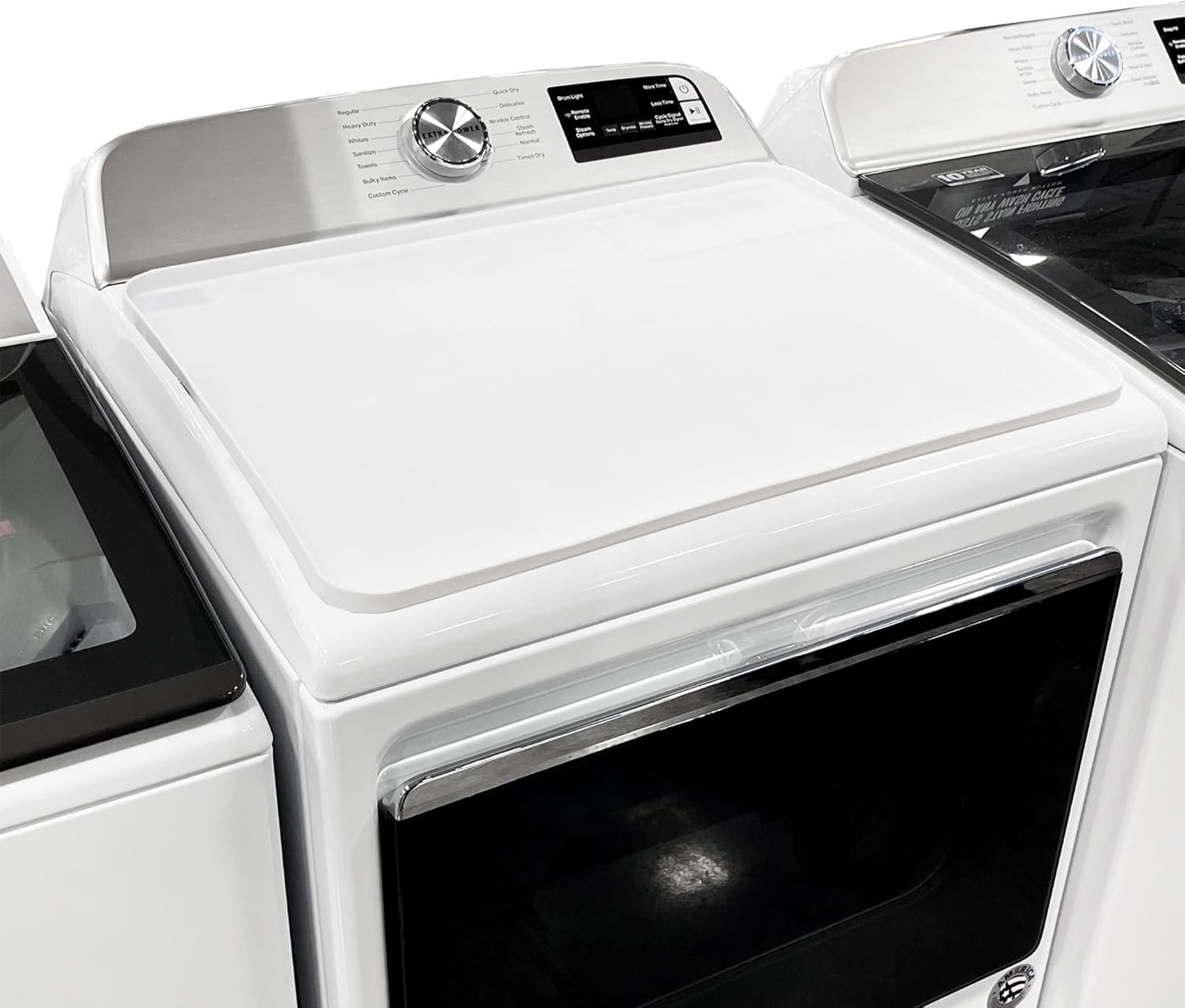 2 PACKS SEIRI Washer and Dryer Topper, 26" x 18" Silicone Top Protector Mat for Slant Top Surface Cover and Top Load Washing Machine Laundry Room Non-Slip Waterproof Dryer Cover Medium (White)