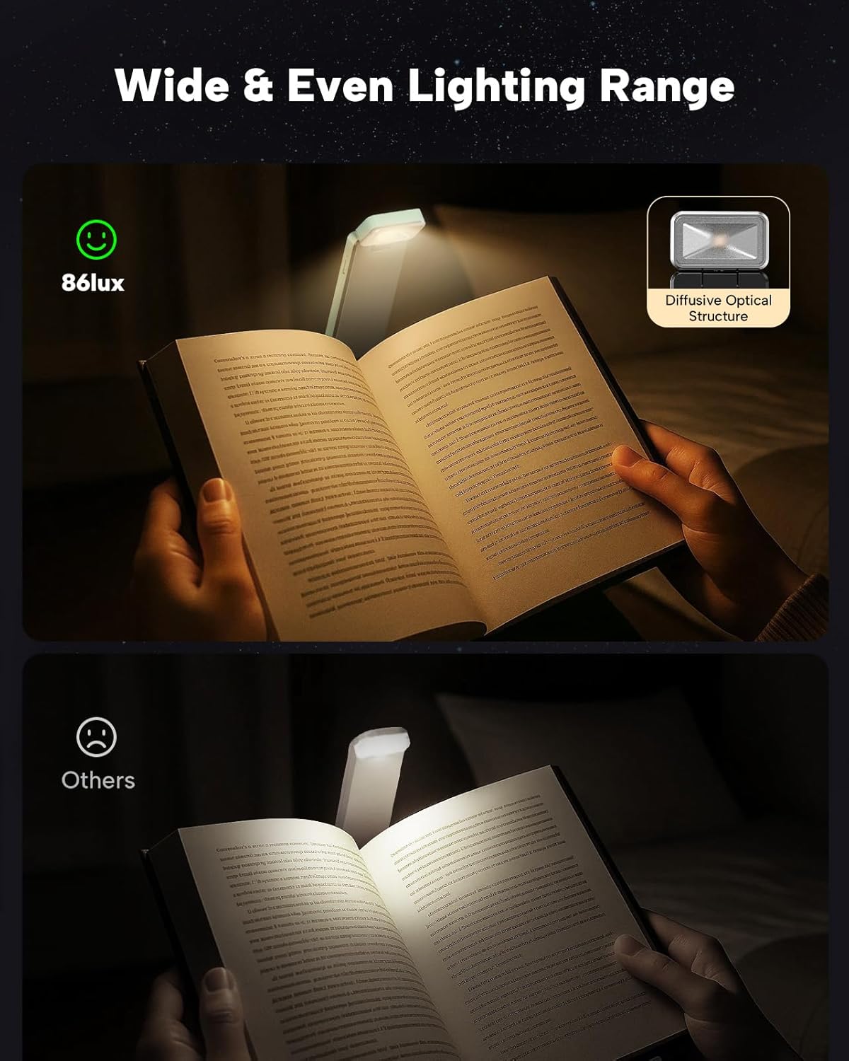 86lux Book Light, Rechargeable Clip-On LED Reading Light for Bed & Night Use - 3 Color Temperatures with Stepless Dimming, Ultralight Bookmark Design for Kids, Book Lovers, Mint Green