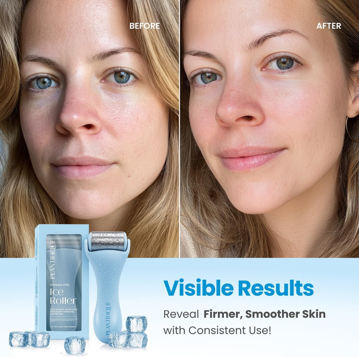 PLANTIFIQUE Ice Roller for Face & Eyes - Reduce Puffiness & Soothe Skin
