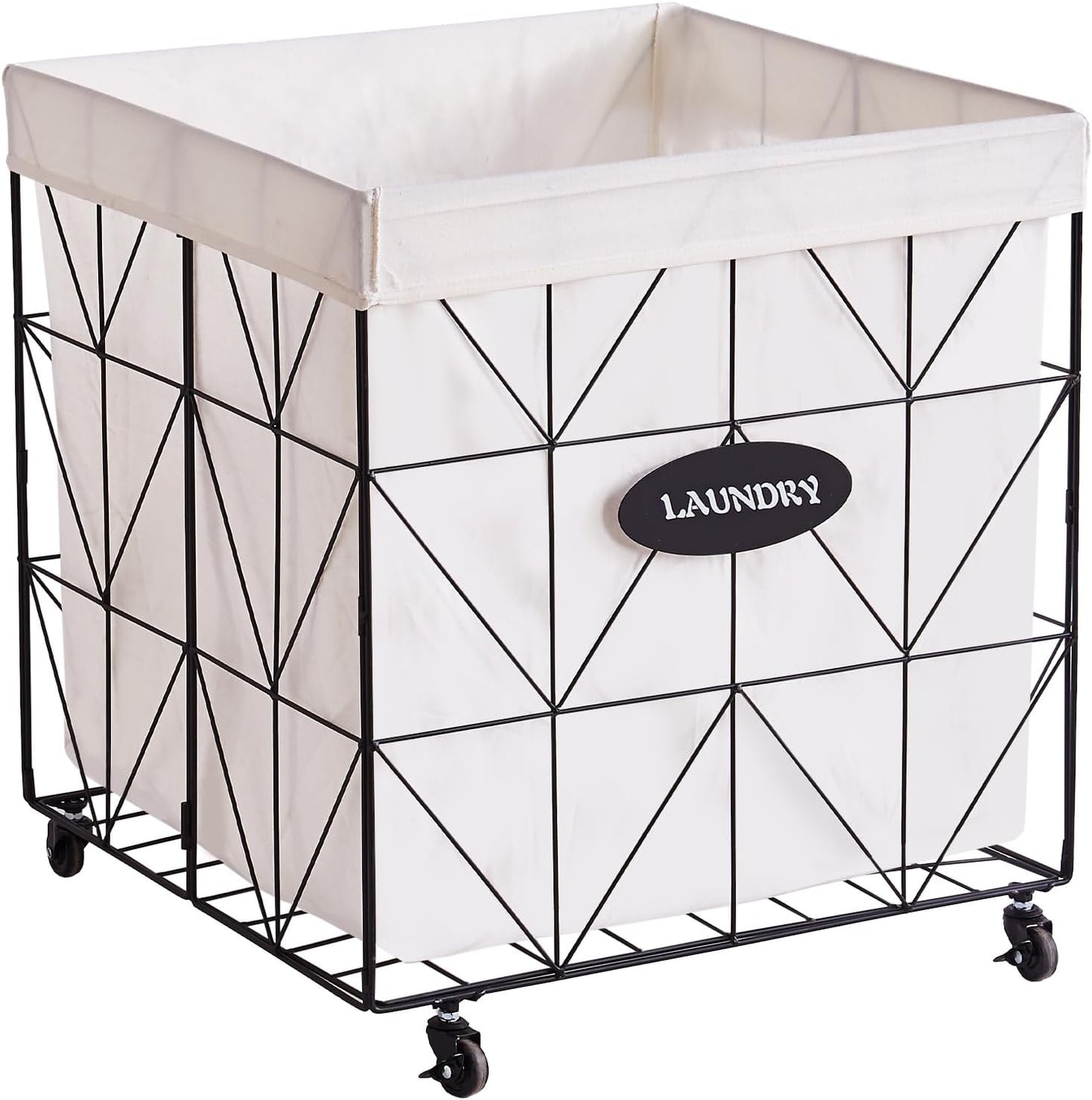 Collapsible Laundry Hamper with Wheels,Capacity and Removable Liner, Sturdy Metal Frame for Clothes Storage and Transport (110L-LX-Black)