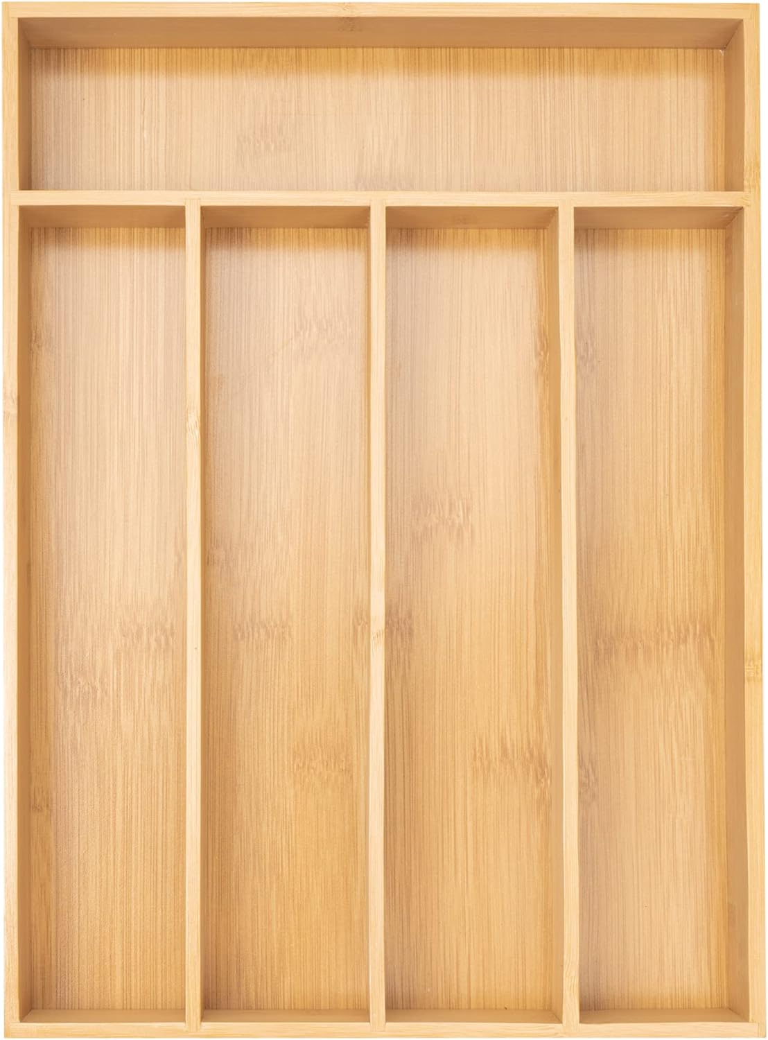 Besilord Silverware Organizer Kitchen Drawer Organizer Utensil Organizer Bamboo Silverware Holder Cutlery Organizer in Drawer Flatware Organizer Tray(5 slots, Natural