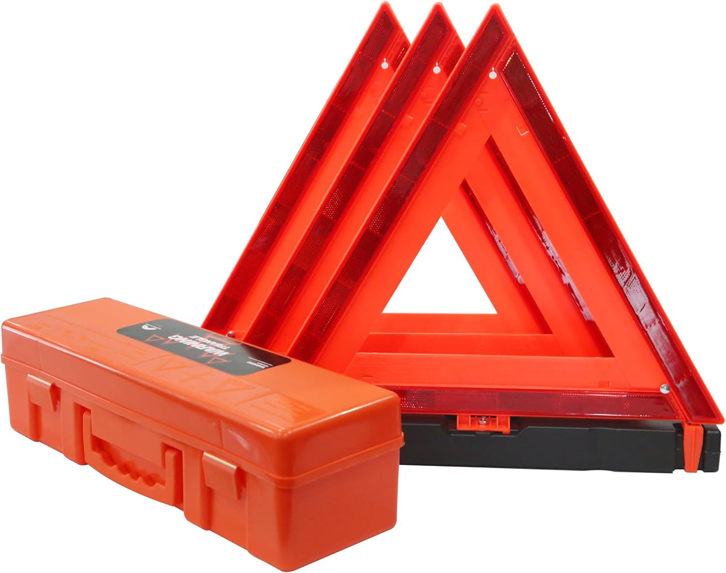 WORKKOOL Safety Triangles DOT Approved, Standard Warning Triangles Enmergency Reflector, Emergency Triangles for Vehicles with Carry Case(3 Pack,Without Sand)
