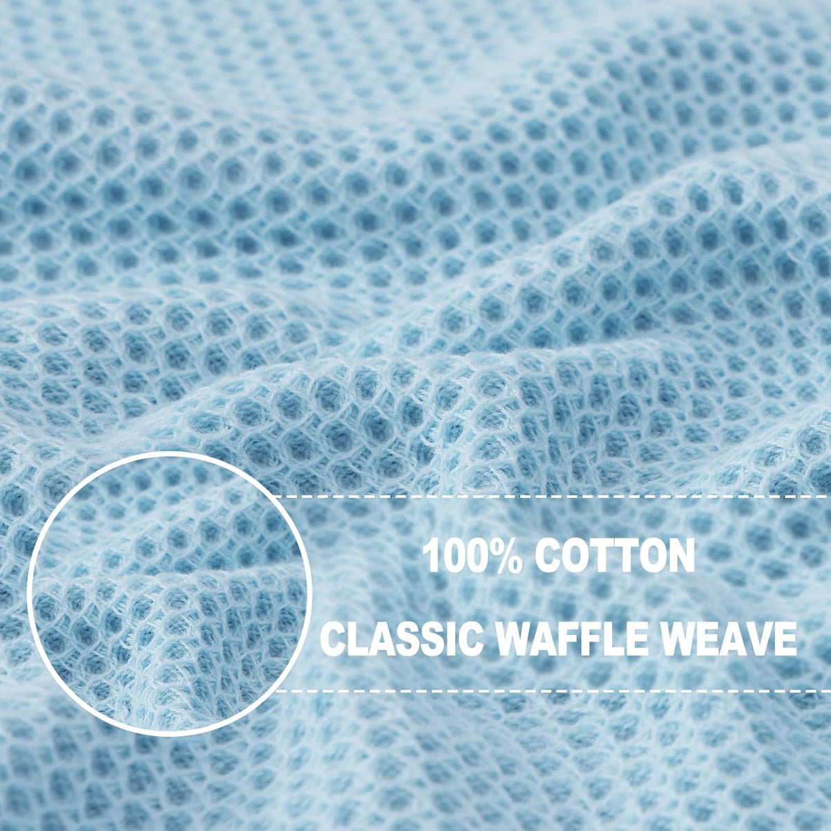 Homaxy 100% Cotton Waffle Weave Kitchen Dish Cloths 12-Pack, Sky Blue