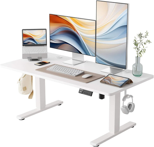 YIHAYO Low Height Adjustable Desk, Lifts 18.1-28.3 Inches, Electric Standing Desk for Short People, 48 x 24 Inches Computer Table with Splice Board for Home Office, White