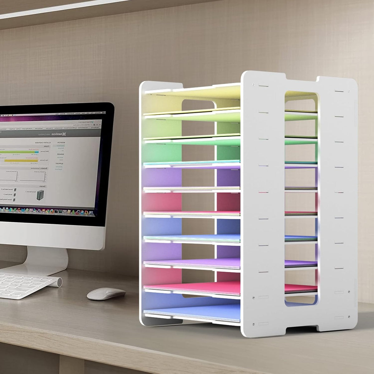 12x12 Paper Organizer,10-Tier Stackable Scrapbook Paper Storage