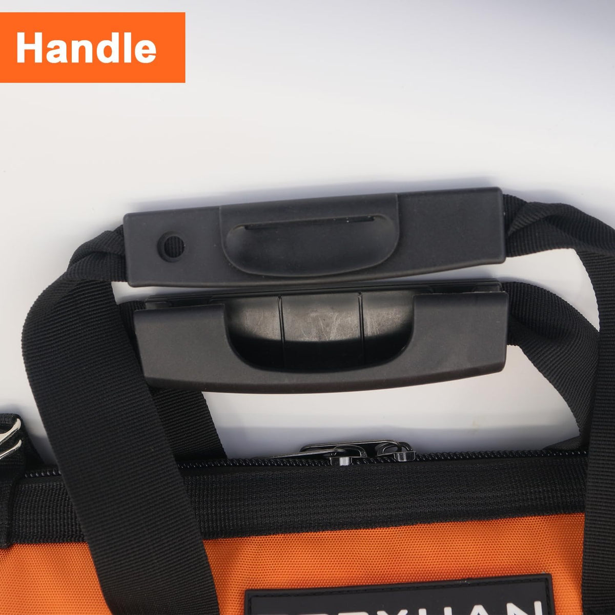 16 Inch Heavy Duty Tool Bag - Molded Plastic Base, Waterproof 900D Oxford Cloth, 16 Pockets Wide Mouth Tool Organizer with Shoulder Strap for Power/Hand Tools (Orange)