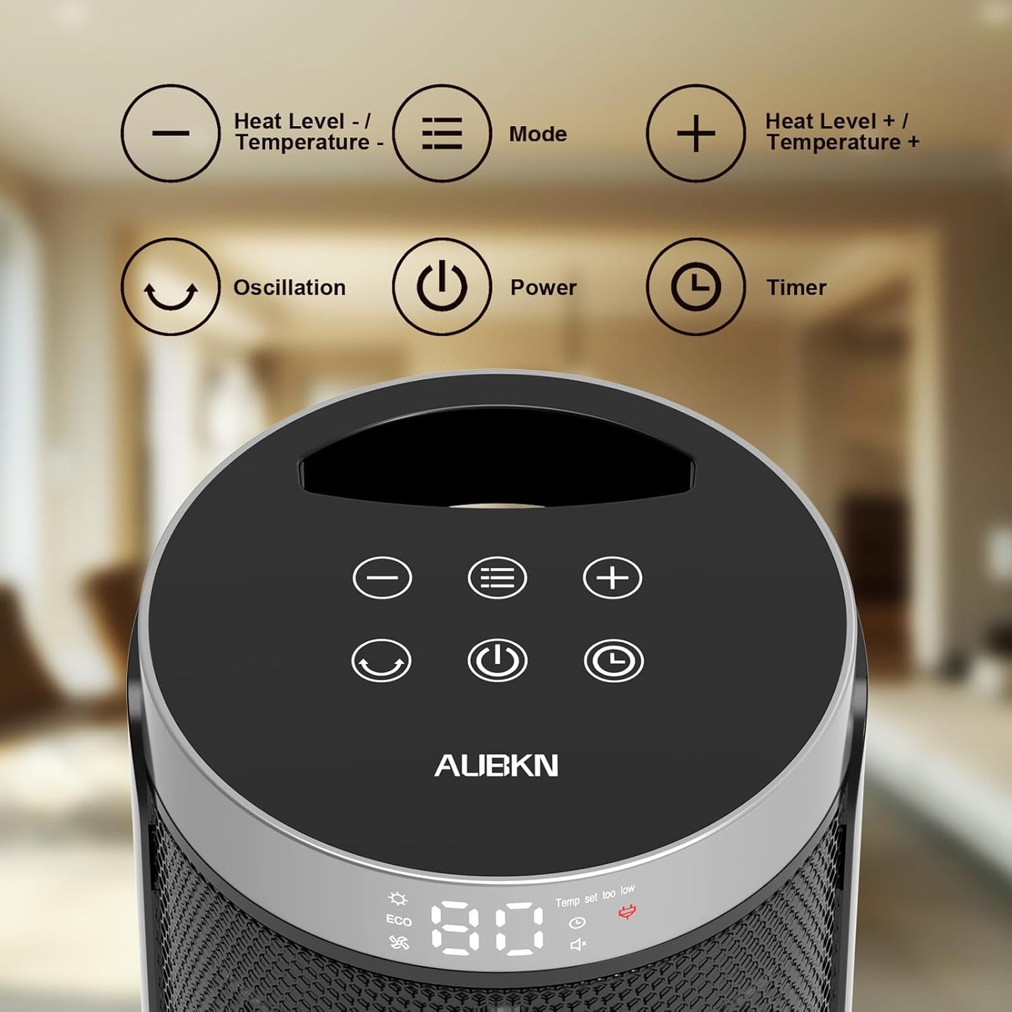 Space Heater, WINHL Small Portable Electric Heaters for Indoor Use with Thermostat and Remote, 70°Oscillation, 12H Timer, 5 Modes, 1500W PTC Ceramic Fast Safety Heat for Office Bedroom Home