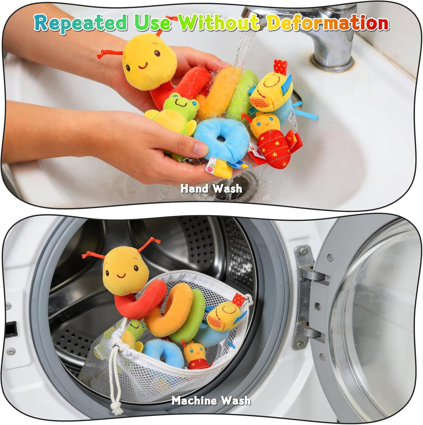 Spiral Car Seat Toys - Baby Sensory Soft Plush Hanging Toys for 0-12 Months Stroller Crib Accessories, Essentials for Expecting Moms & Baby Shower Registry Gift