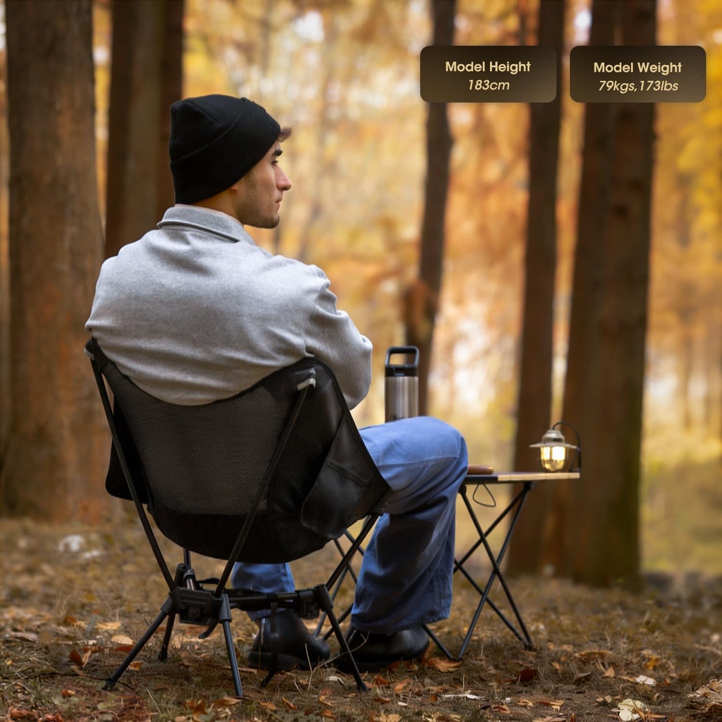 MOON LENCE Portable Camping Chair Lightweight Foldable Chair - The 4th Generation Portable Folding Chair - Compact, Ultralight Folding Chairs for Hiking Mountaineering Beach