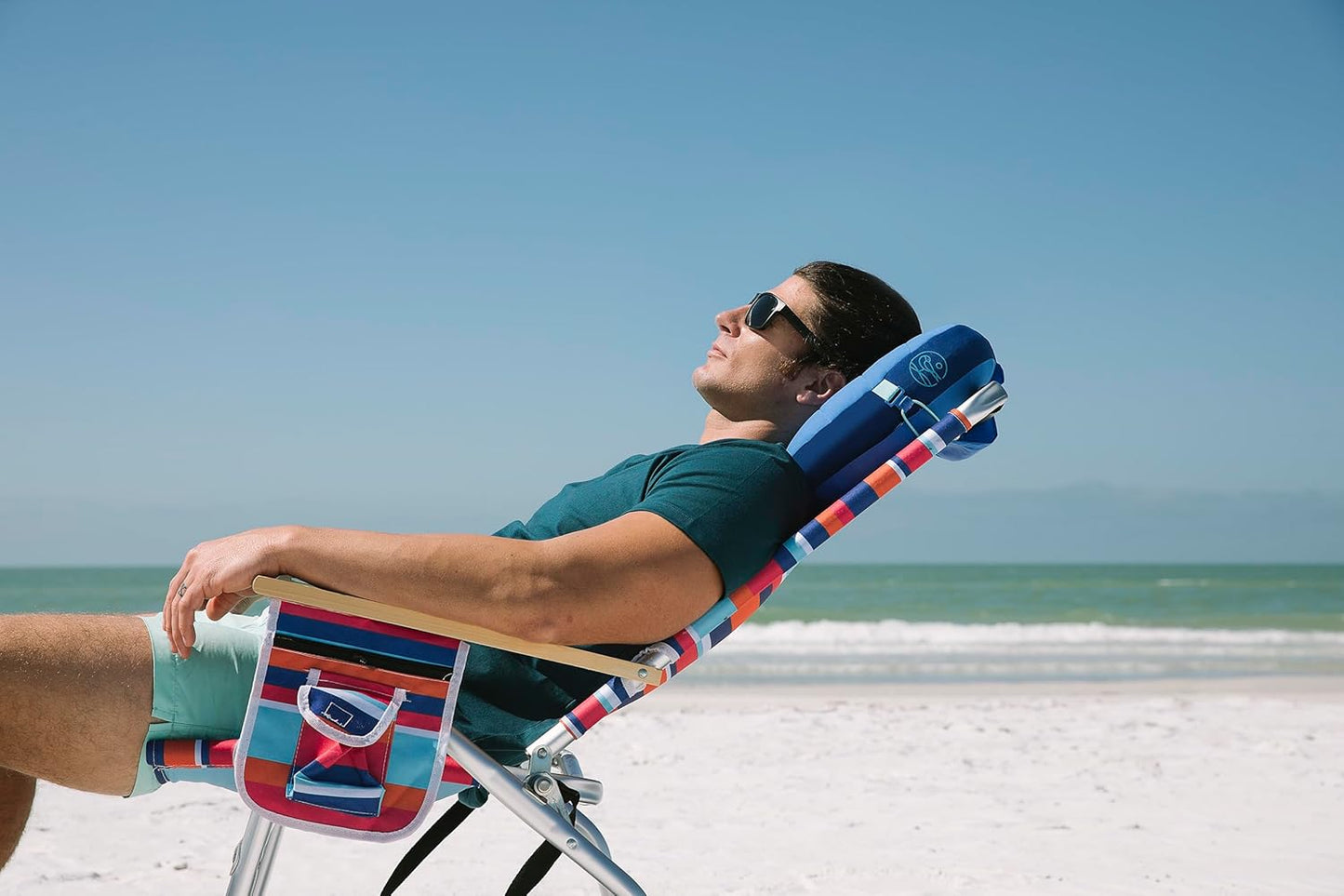 Ballast Beach Pillow – Comfy, Durable & Compact, Stays Put on Windy Beaches with Patented Sand Pouch, Inflatable Pillow for Beaches, Pools, Camping, Festivals and Travel (Blazing Sunset)
