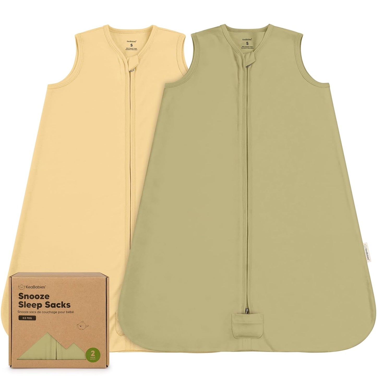 2-Pack Baby Sleep Sacks, Zipper Wearable Blanket - 0.5TOG Organic Cotton, Lightweight,Soft Cozy Infant Sleeping Sack 3-6 months,Easy to Wear Small Newborn Transition Swaddles Sleepsacks(Avocado, S)