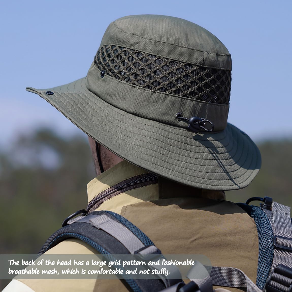 Sireck Fishing Hat, UPF50+ Wide Brim Sun Hat for Men Women, UV Protection Hiking Beach Bucket Hats Summer Safari Hat
