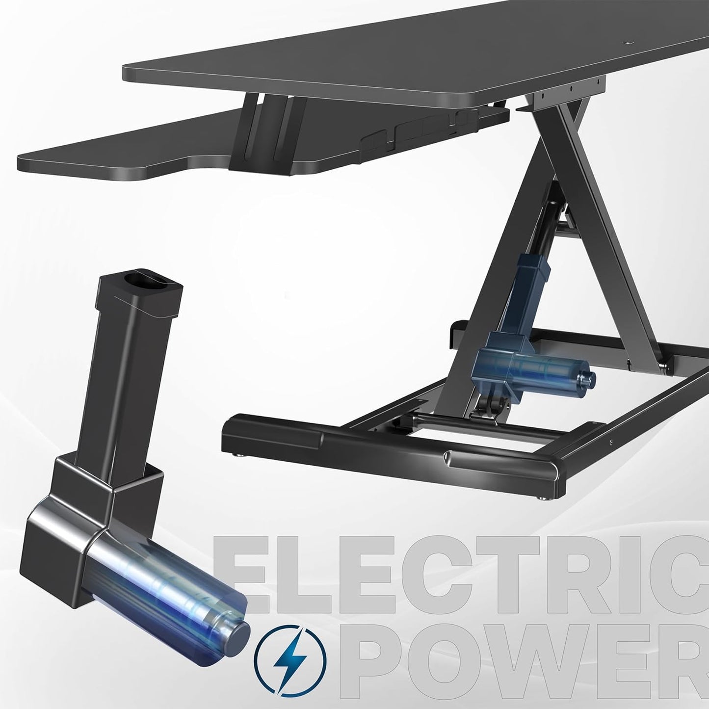VIVO 42 inch Electric Motor Desk Converter, Height Adjustable Riser, Sit to Stand Dual Monitor and Laptop Workstation with Wide Keyboard Tray, Black, DESK-VE42B