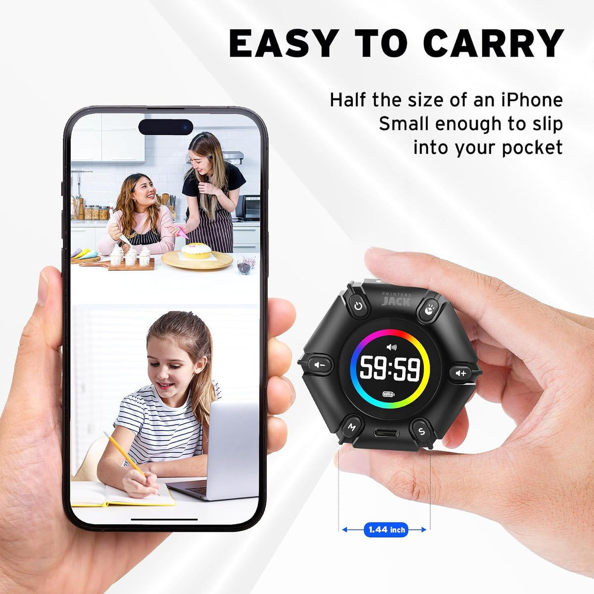 Smart FILP Pomodoro Timer 3/5/10/25/30/60min Preset, Silent & Sound Alarm