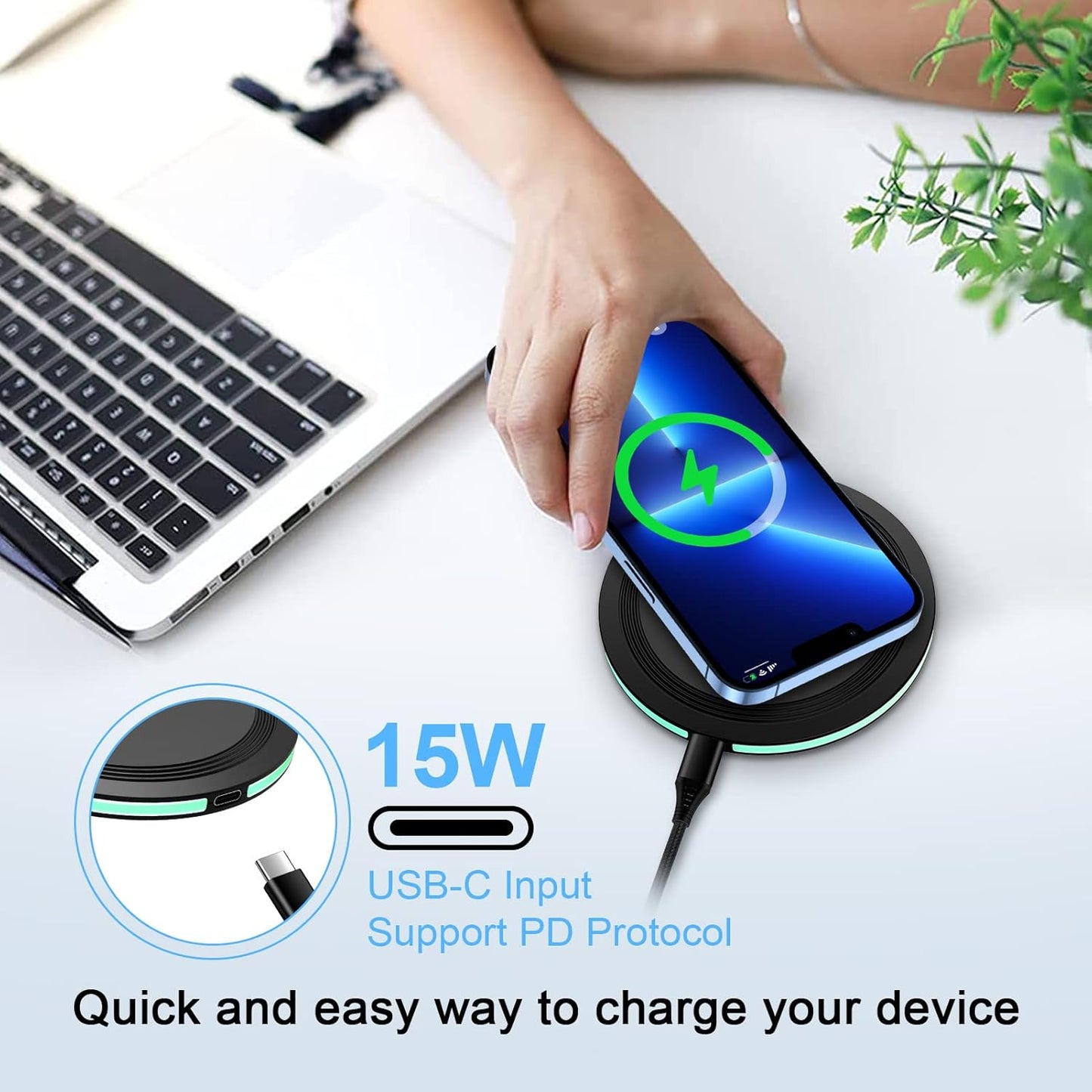 Wireless Charger Samsung Fast Charging Pad for Samsung Galaxy S26/S25 Ultra/S24 FE/S23 Ultra/S22/S21/Z Flip 6 5,15W Wireless Charging Station Charger Mat and QC Adapter for Google Pixel 10 9 8a 7a