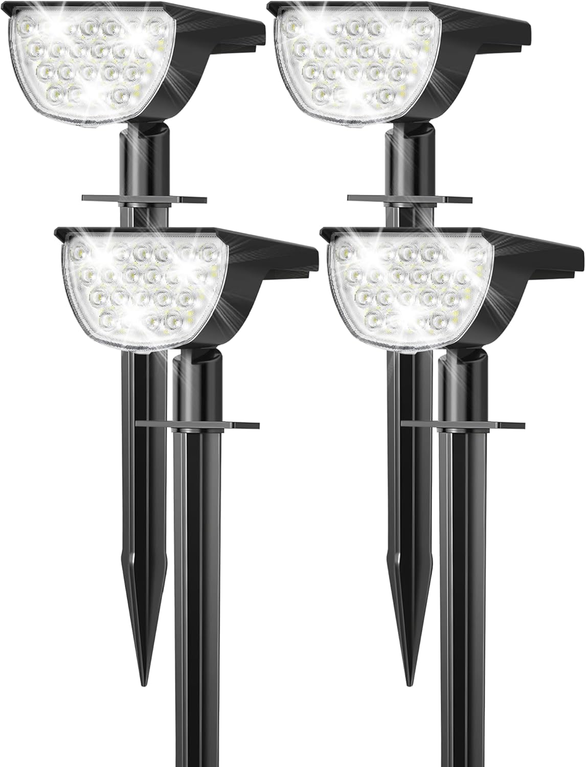GKGG Solar Lights Outdoor Waterproof IP65, Solar Powered 76 LED 3 Lighting Modes Solar Spot Lights Outdoor for Yard Garden Landscape Pathway (Cool White, 4 Pack)