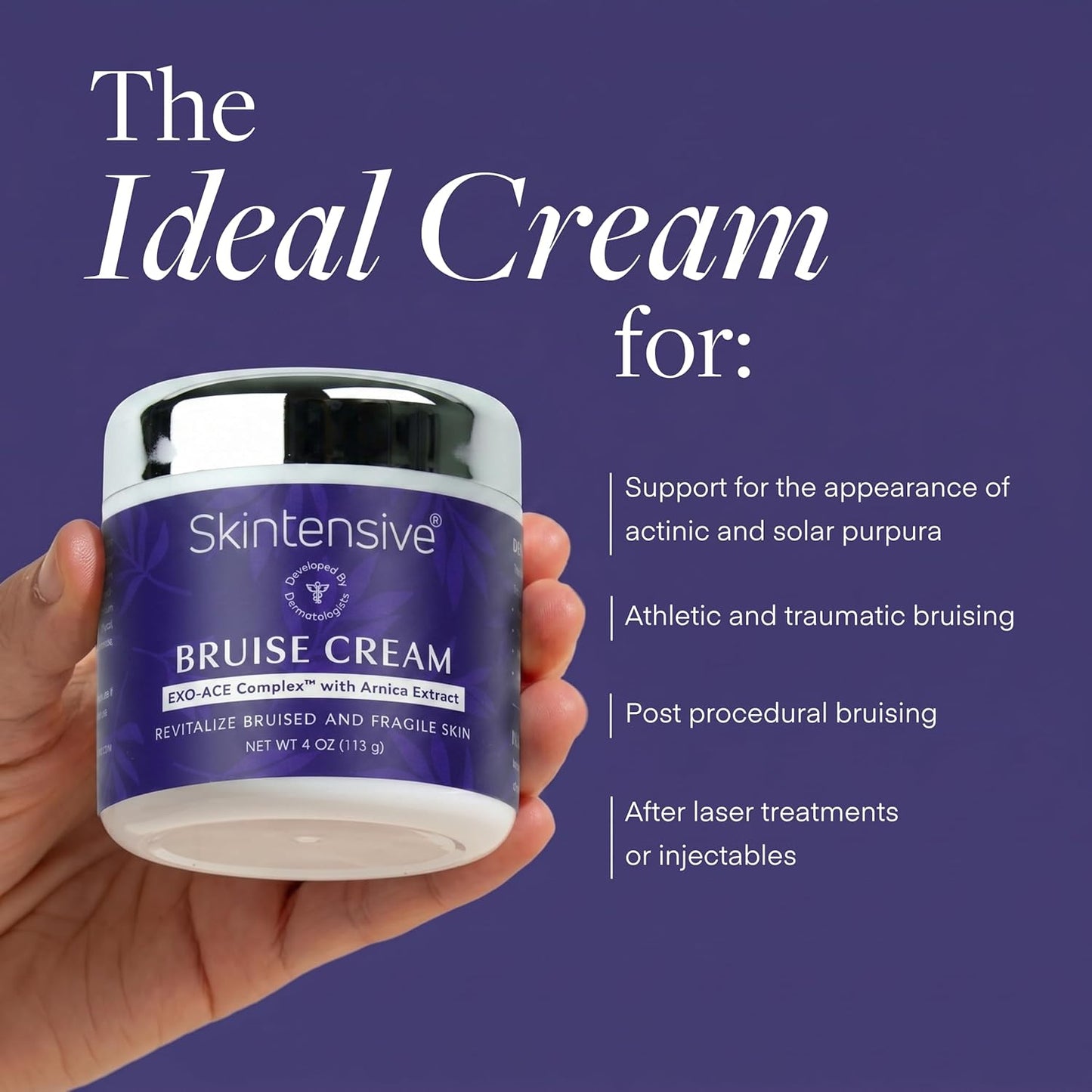 SKINTENSIVE Arnica Bruise Cream for Thin Skin – Vitamin K Cream for Bruises & Skin Discoloration, Moisturizing Arnica Cream for Seniors, Non-Greasy Formula, 4 Oz