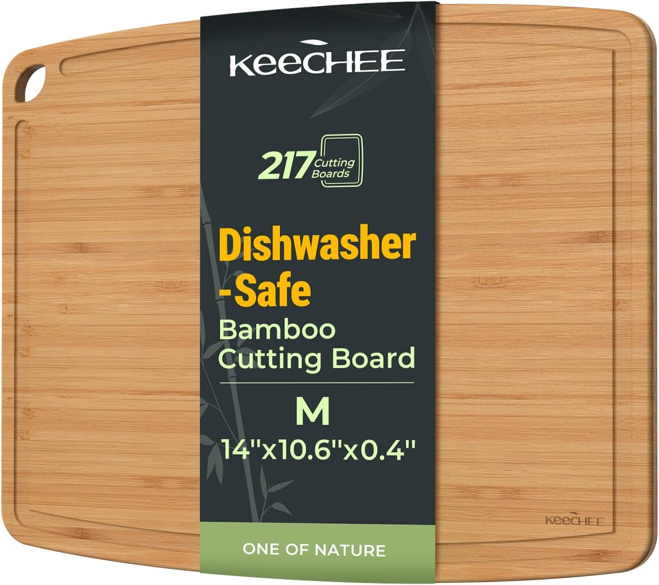 Keechee Dishwasher Safe Bamboo Cutting Board, Lightweight & Durable Wood Cutting Board, Reversible with Juice Groove, Easy to Store & Clean, Ideal Kitchen Gift for Home Cooks