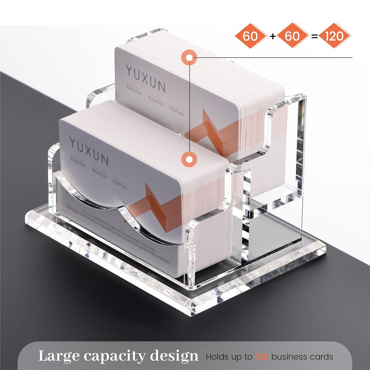 YUXUN Acrylic Business Card Holder for Desk-2 Tier 2 Slots