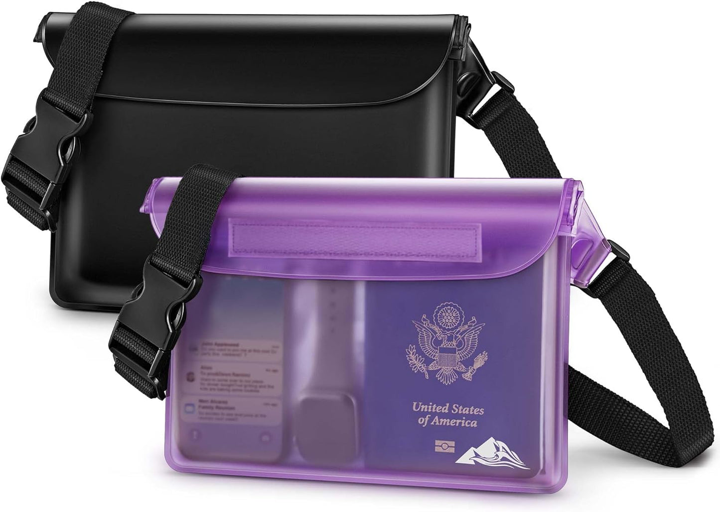 HEETA Waterproof Fanny Pack, Waterproof Pouch Dry Bag 2-Pack for Phone Passport Purse, Adjustable Waist Strap for Swimming Kayaking Boating Paddle Board Accessories Cruise Beach Camping Essentials