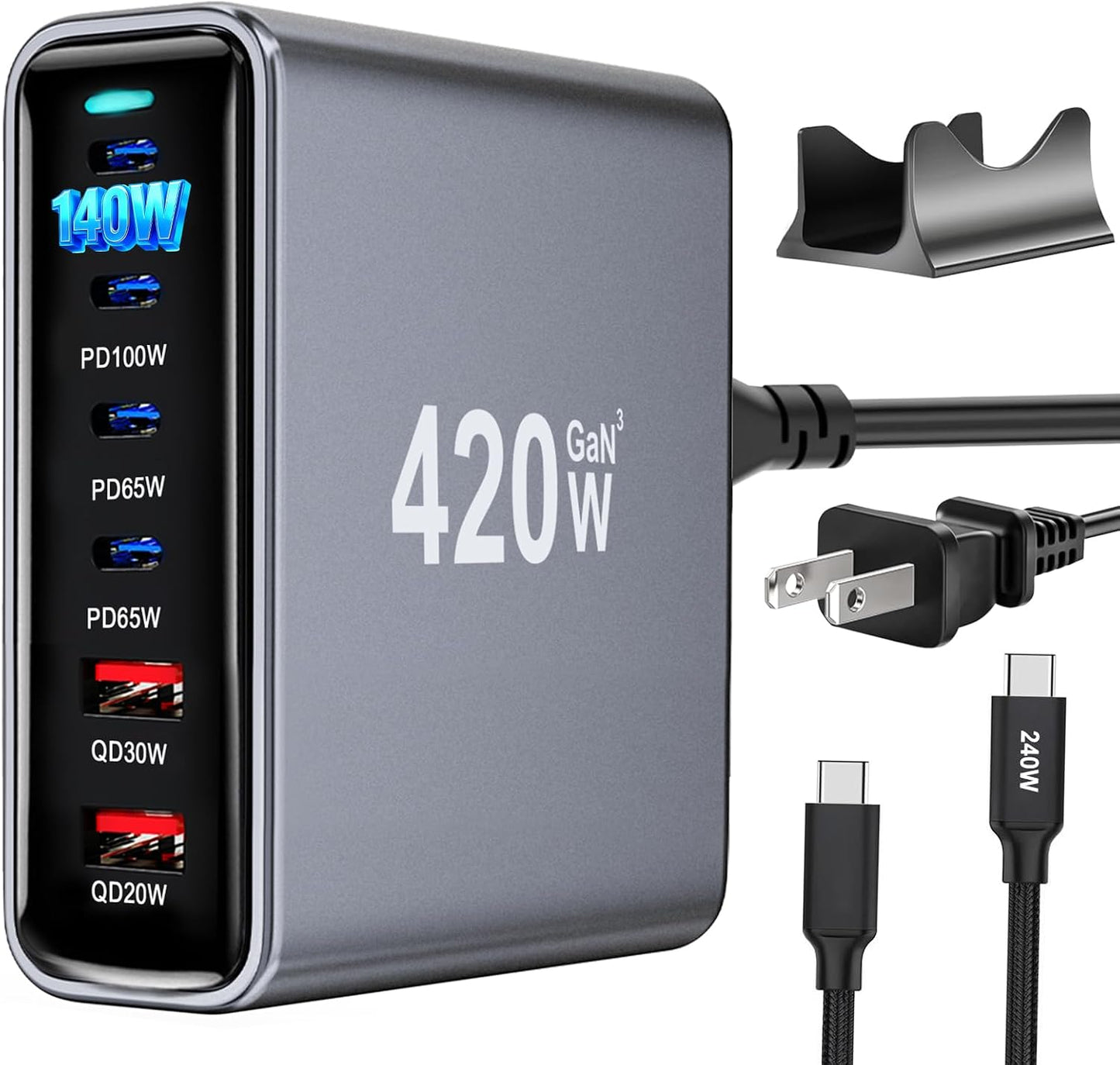 650W USB C Fast Charger Block, Dual PD3.1 140W Multi-Port USB Charging Station, GaN Ⅲ PD PPS Fast Charging Station for Multiple Devices,Laptop Wall Charger Compatible with iPhone 17/iPad/MacBook etc
