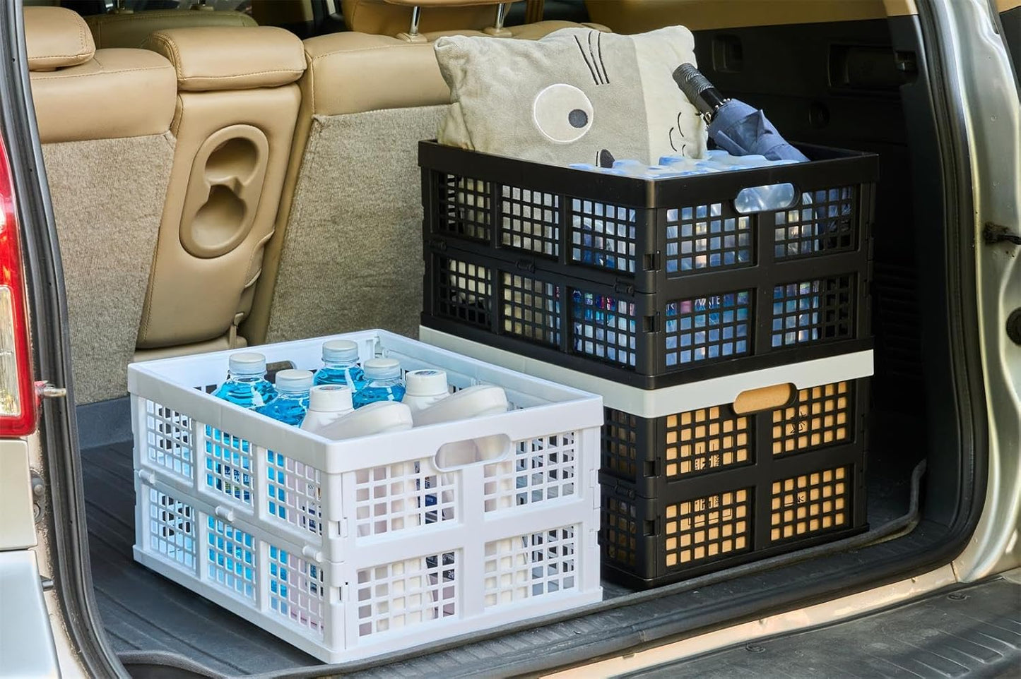 Aebeky 3-Pack Plastic Collapsible Storage Crates-30L,Foldable Plastic Crates for Storage (Black)
