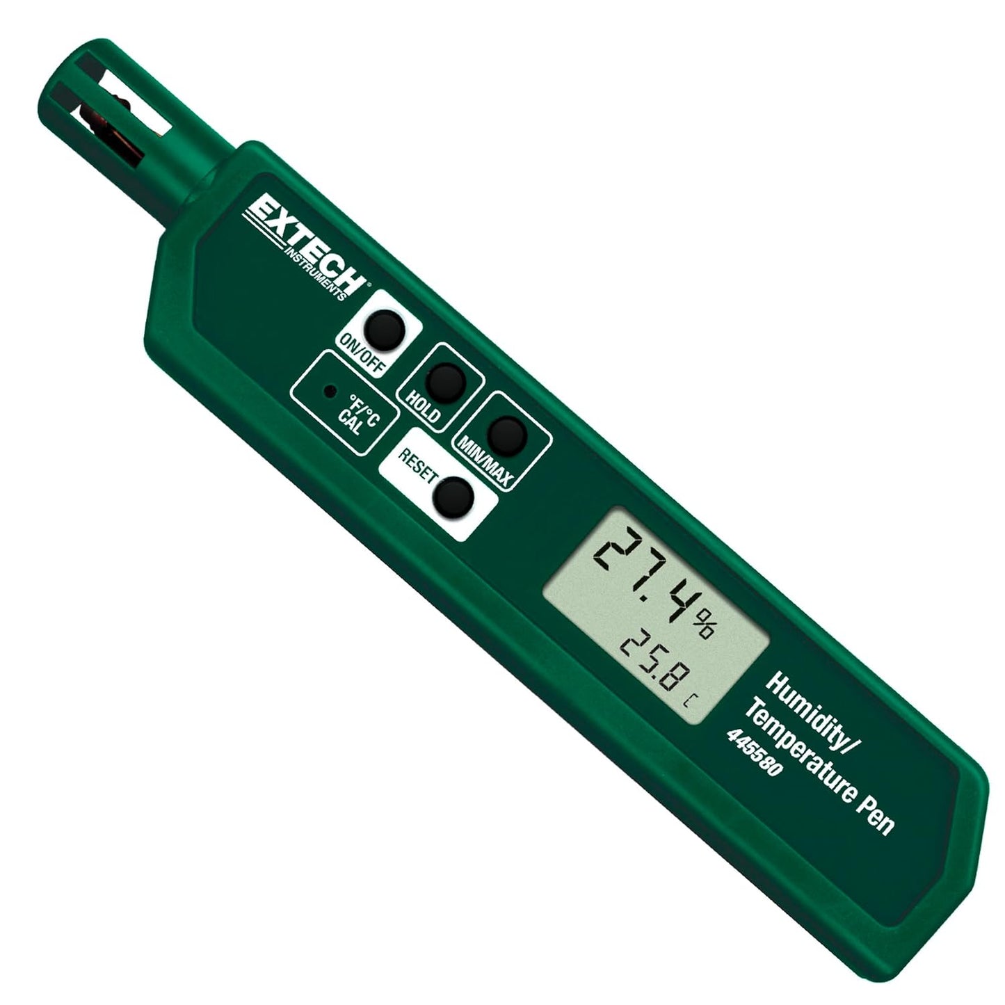 Extech 445580 Humidity and Temperature Pen with Fast Response Sensor, Min/Max Memory, Dual LCD, Pocket-Sized Hygrometer for HVAC, Labs, Storage Rooms, Indoor Air Monitoring