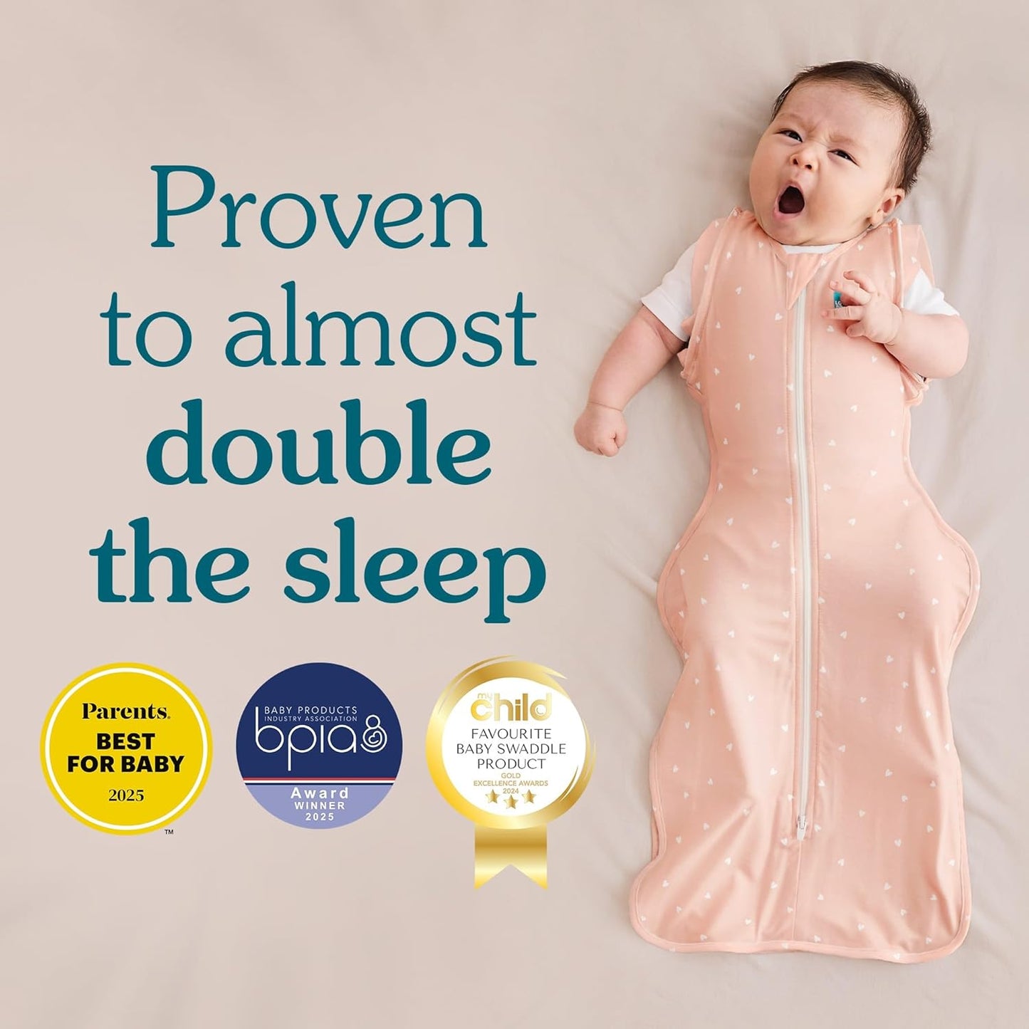 Love to Dream Swaddle UP, Baby Sleep Sack, Self-Soothing Swaddles for Newborns, Get Longer Sleep, Secure Fit Helps Calm Startle Reflex, Newborn Essentials for Baby, 1.0 TOG, Medium 13-19 lbs, Coral