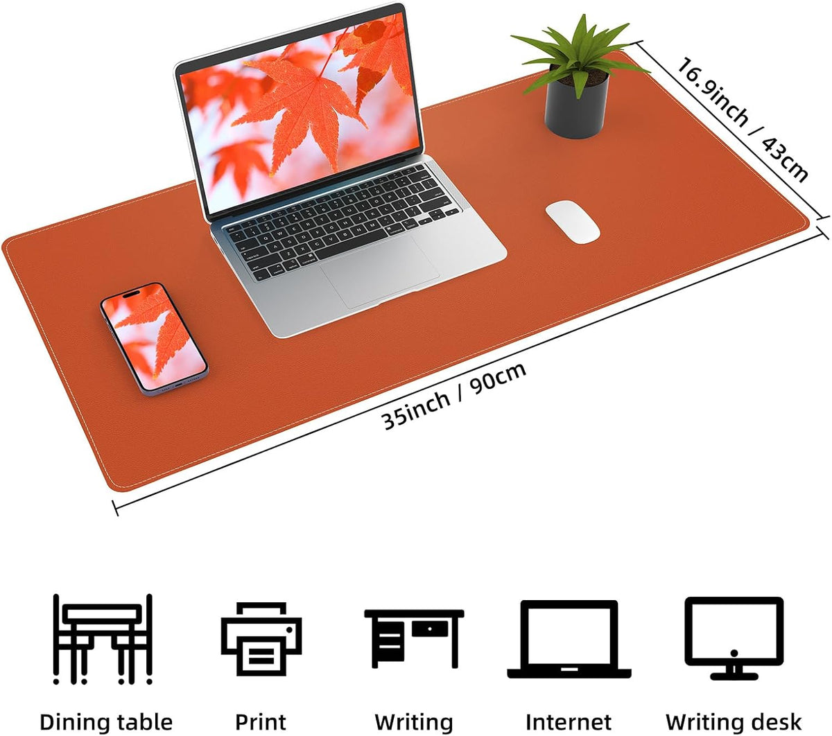 AFIING Cork Desk Mat, 35.4" x 17", Orange,Desk pad Protector