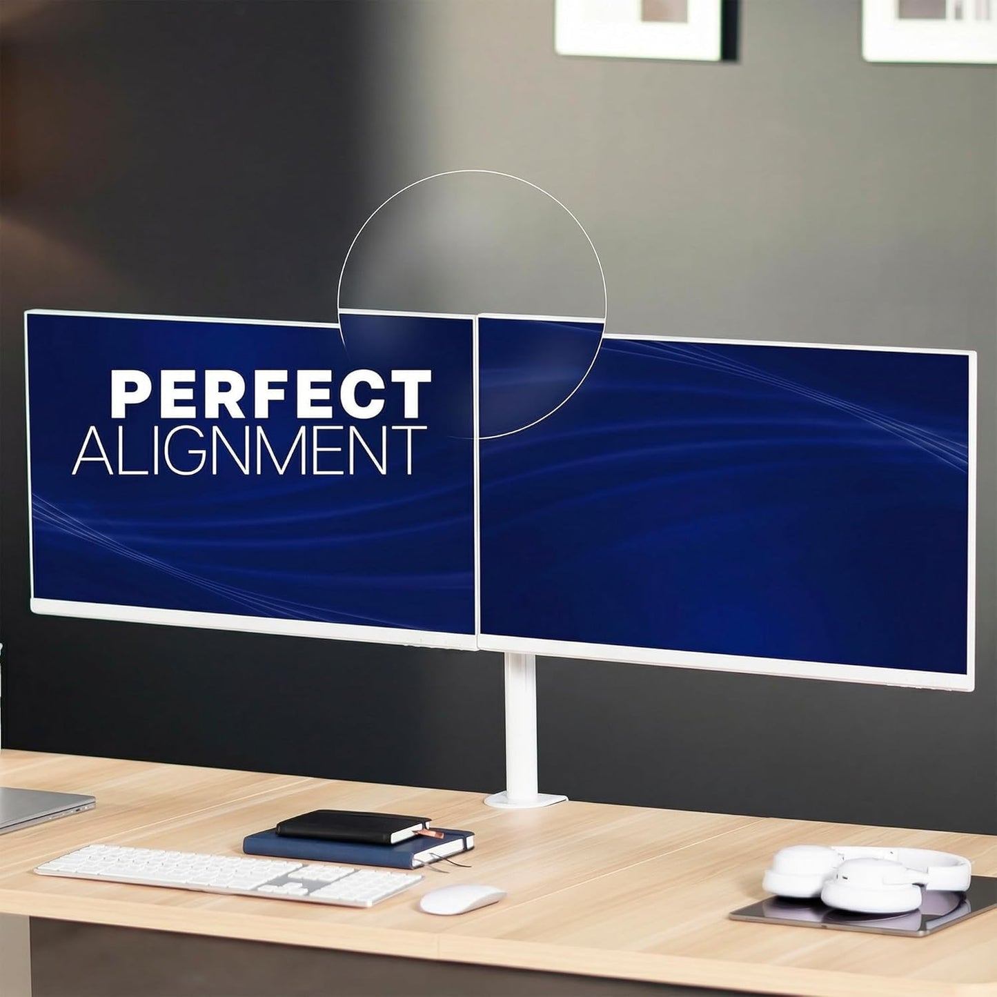 VIVO Dual LCD LED 21 to 32 inch Monitor Desk Mount, Heavy Duty, Adjustable Telescoping Arms, Flush Wall Setup, Fits 2 Screens, White, STAND-V002EW