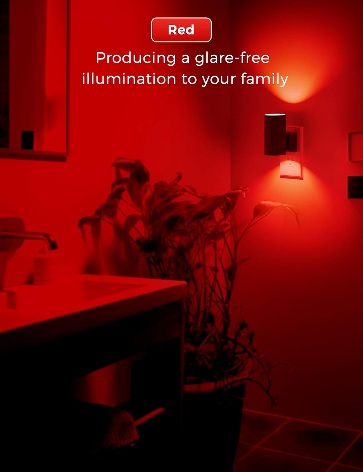 L LOHAS LED Red Night Light, Circadian Night Lights Plug into Wall, LED Nightlights with Light Sensor, Sleep Aid Red, Dimmable Night Light for Nursery Kids Adults, Home Decor, Hallway, Bedroom, 2Pack
