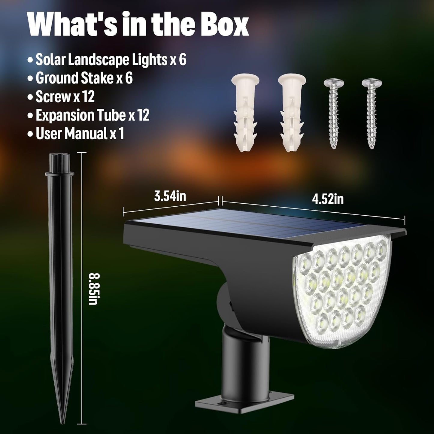 GKGG Solar Lights Outdoor Waterproof IP65, Solar Powered 76 LED 3 Lighting Modes Solar Spot Lights Outdoor for Yard Garden Landscape Pathway (White, 6 Pack)