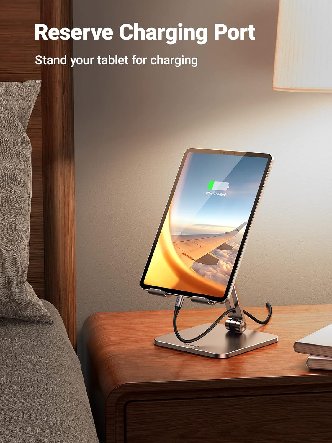 UGREEN Tablet Stand Compatible for iPad Desk Stand Holder Adjustable Aluminum Thicker Base Compatible with iPad Pro Air Mini 13 12.9 11 Inch Home Office Desk Accessories Grey