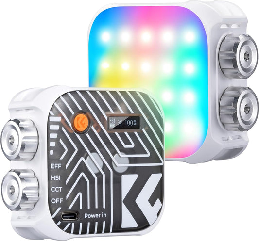 K&F CONCEPT RGB Video Light 21 Light Effects, 2500K-9900K, CRI 96+, White