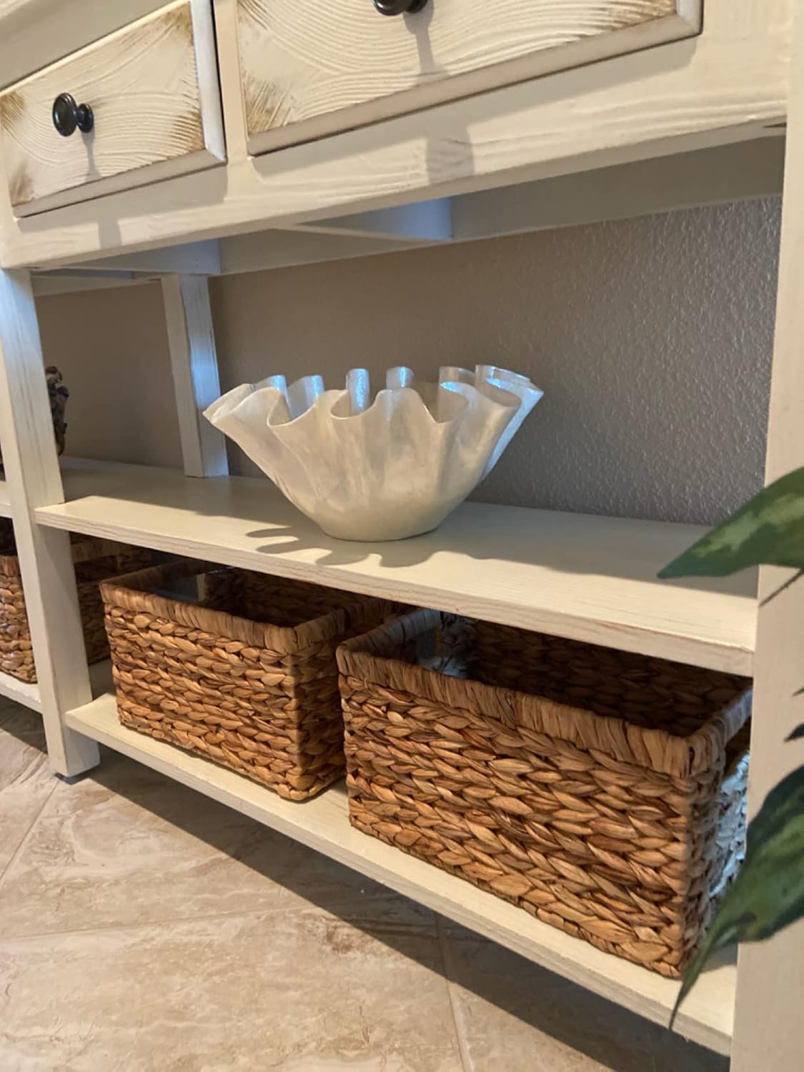 M4DECOR Set of 6 Rectangular Wicker Storage Baskets for Shelves