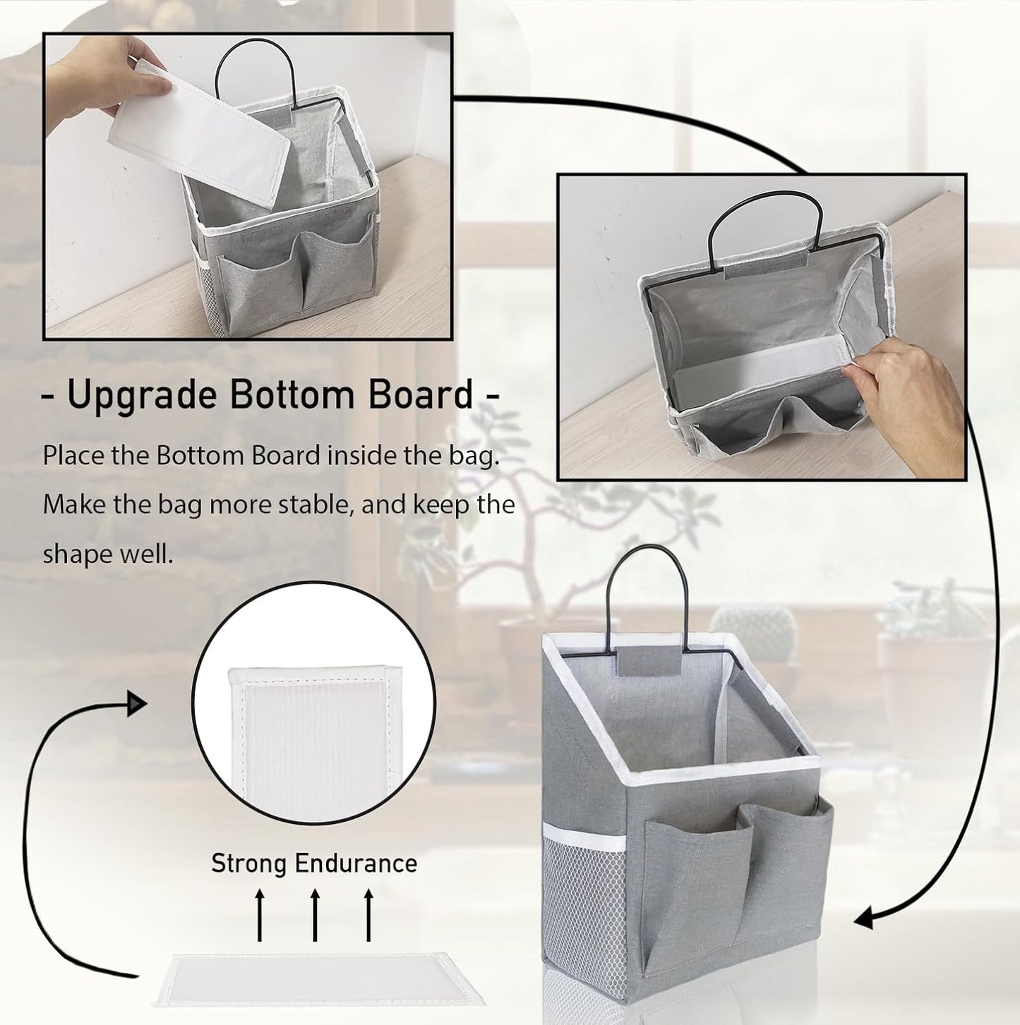 Kanrichu 2pcs Wall Hanging Storage Bag, Wall Hanging Baskets for Organizing as Over the Door Organizer, Wall File Organizer, Rv Storage and Organization. For Bedroom, Office, Camper (Gray-Upgraded)