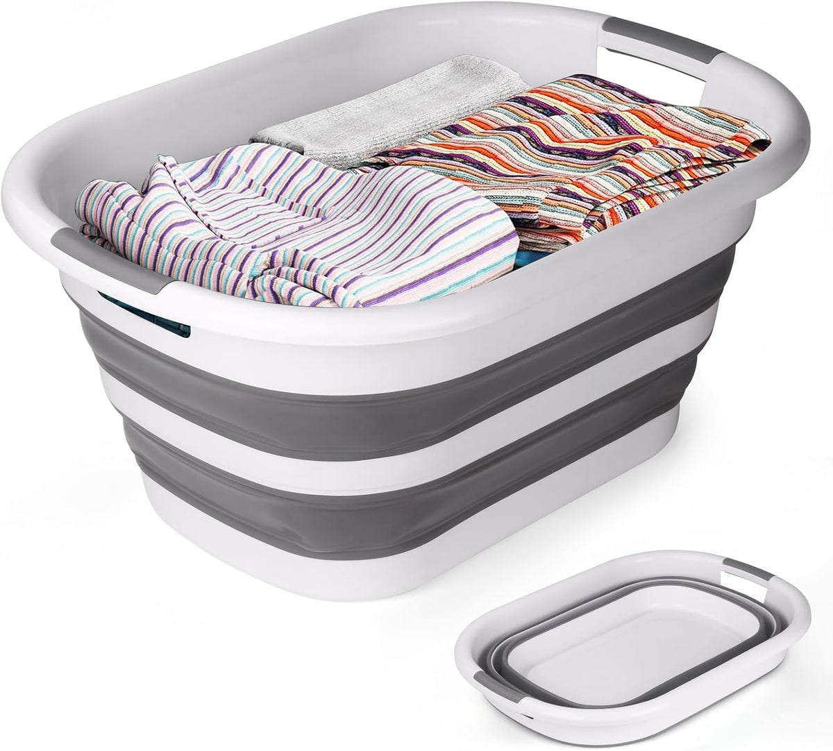 Collapsible Laundry Basket 40L(10.5 Gallon) – Plastic Foldable Pop-Up Clothes Hamper with Handles - Portable Washing Tub & Space Saving Organizer for Dorm, Bedroom & Bathroom