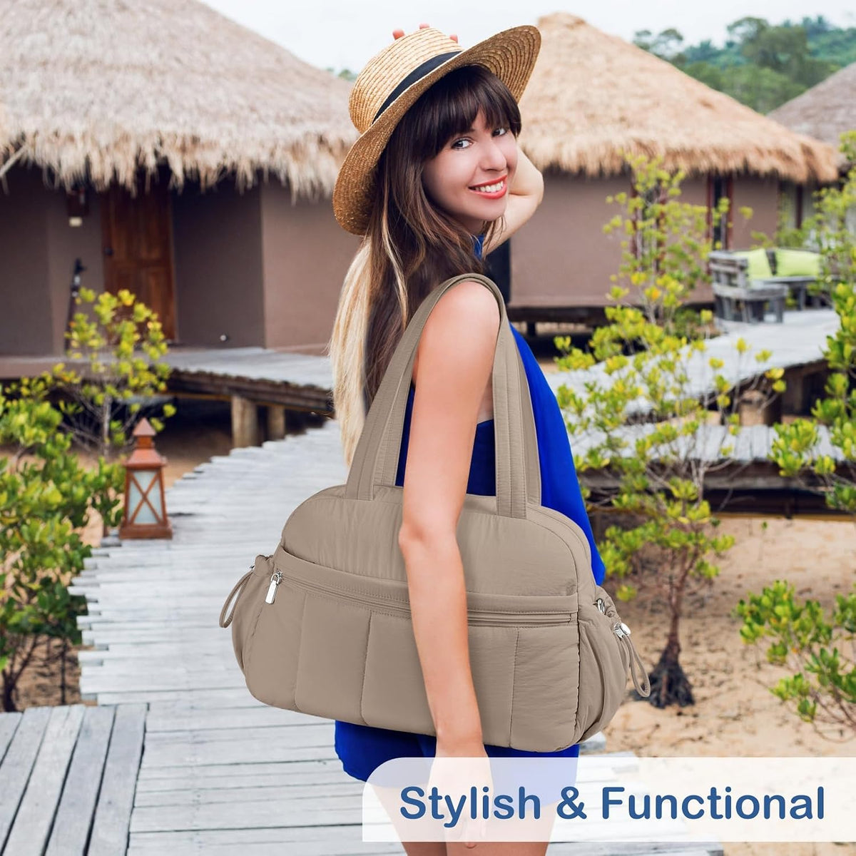 TOPDesign Travel Duffel Bag, Puffy Carry On Overnight, Gym Bag w/Wet Pocket