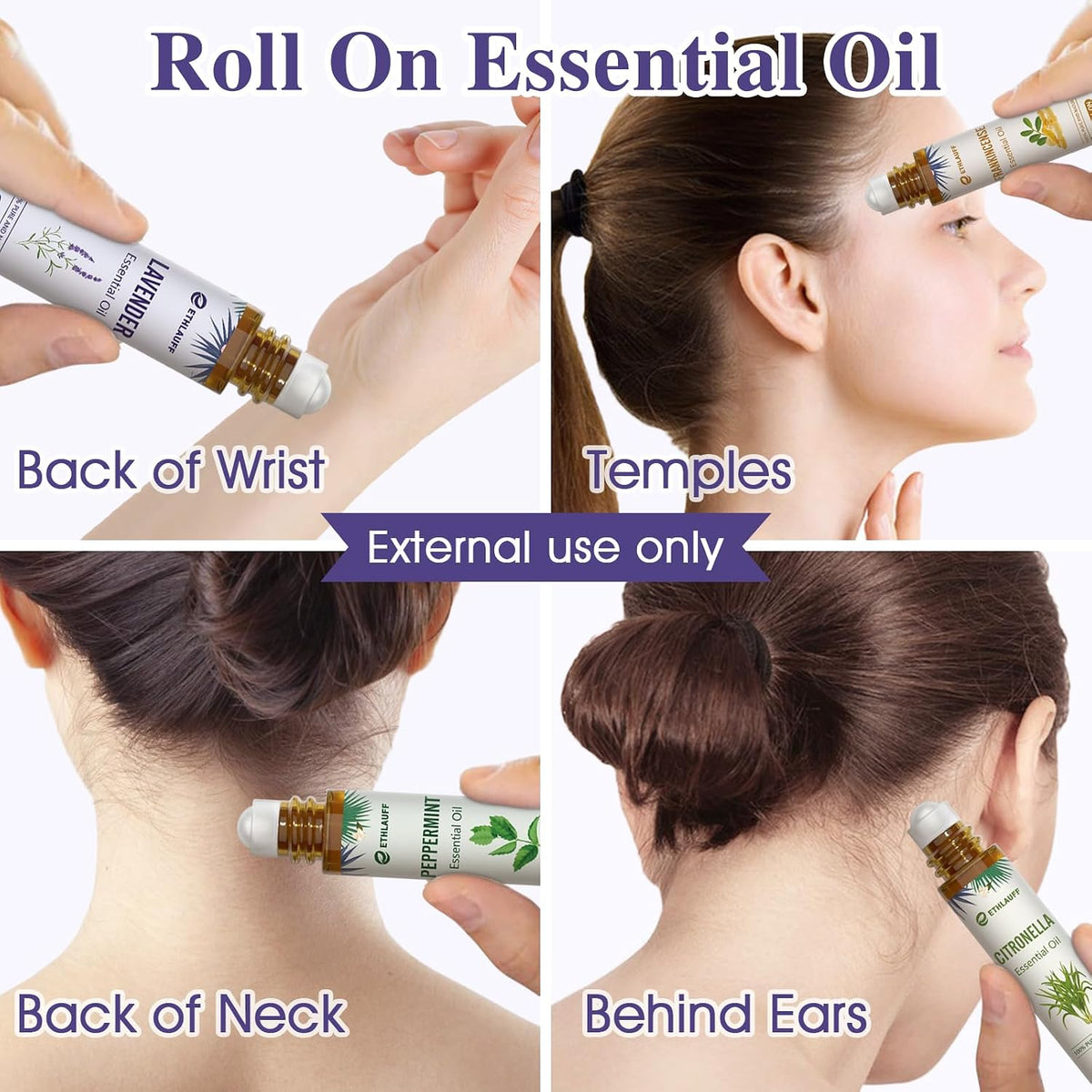 Essential Oil Roll On Set, Natural Aromatherapy Roll On, Relaxation Gift for Women and Men