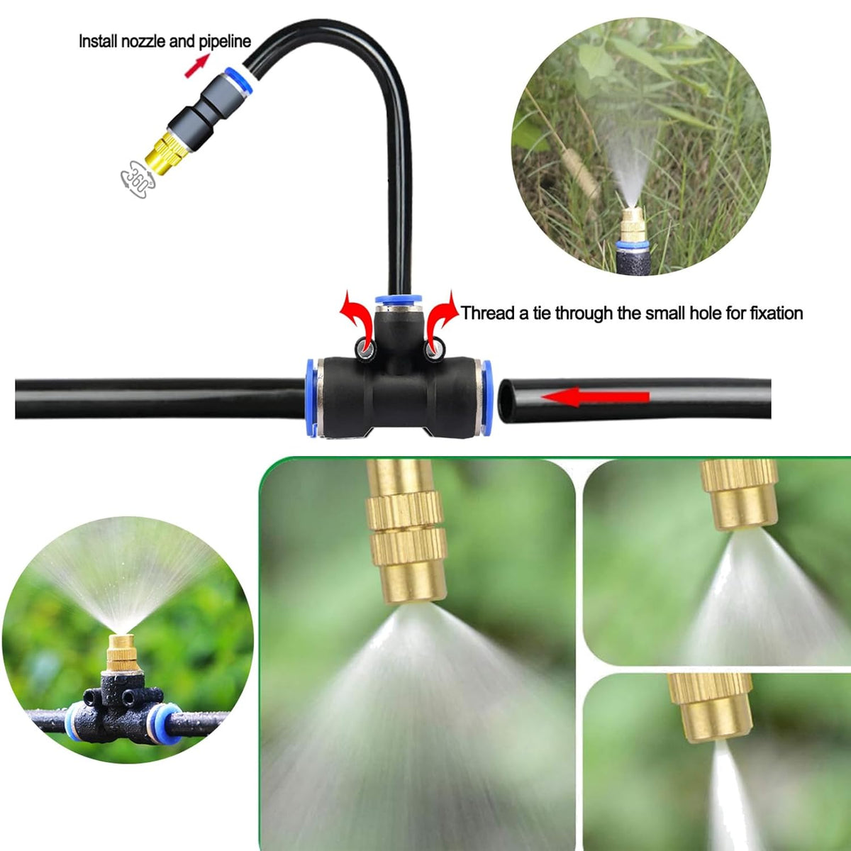 Update Drip Irrigation Kit, 82FT Automatic Watering System with 20 Replaceable 360° Bendable Sprayers, Atomizing Copper Nozzles for Garden, Plant, Lawn, Patio and Yard.(20)