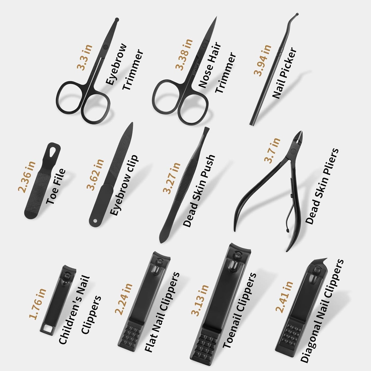 MINKINH Manicure Set Professional Nail Clipper Kit-26 Pieces Stainless Steel Manicure Kit,Nail Care Tools with Luxurious Travel Case Nail Grooming Kit Present for Men Husband Boyfriend Parent (Black)