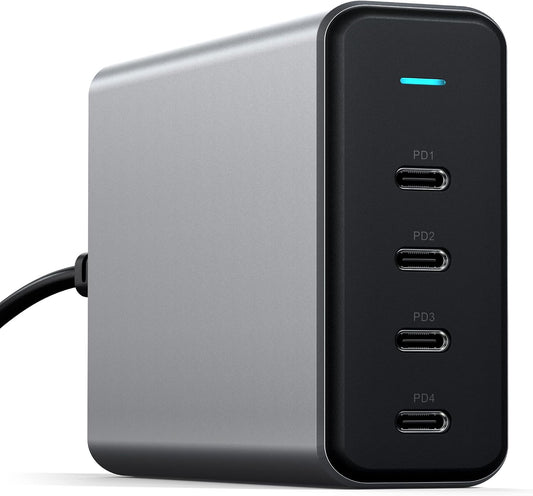 Satechi 165W 4-Port USB-C GaN Charging Station, for Laptops, Tablets | For laptops, tablets, and phones, compatible with MacBook Air/Pro/Neo, iPad Air/Pro, iPhone 17, Galaxy S25, Windows