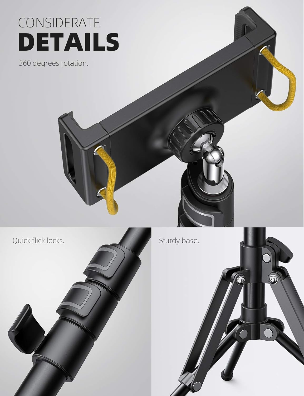 Lamicall Tablet Floor Tripod Stand - 64.9" Tablet Holder Mount with Adjustable Height for Watching, Bluetooth Remote, for 4.7-13" iPad Pro 12.9 11 10.5 Mini, Air, iPhone, Galaxy Tabs