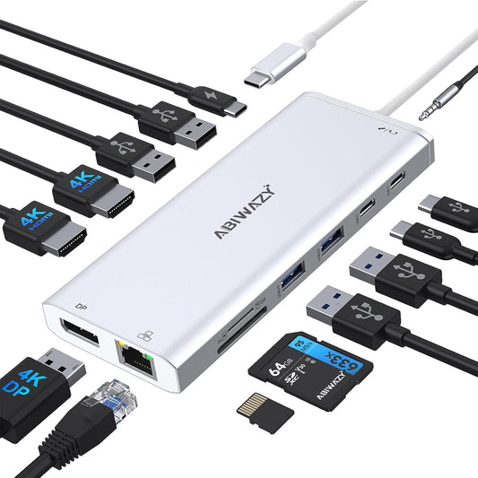 USB C Hub USB-C Docking Station Dual Monitor Triple Display Multi Adapter
