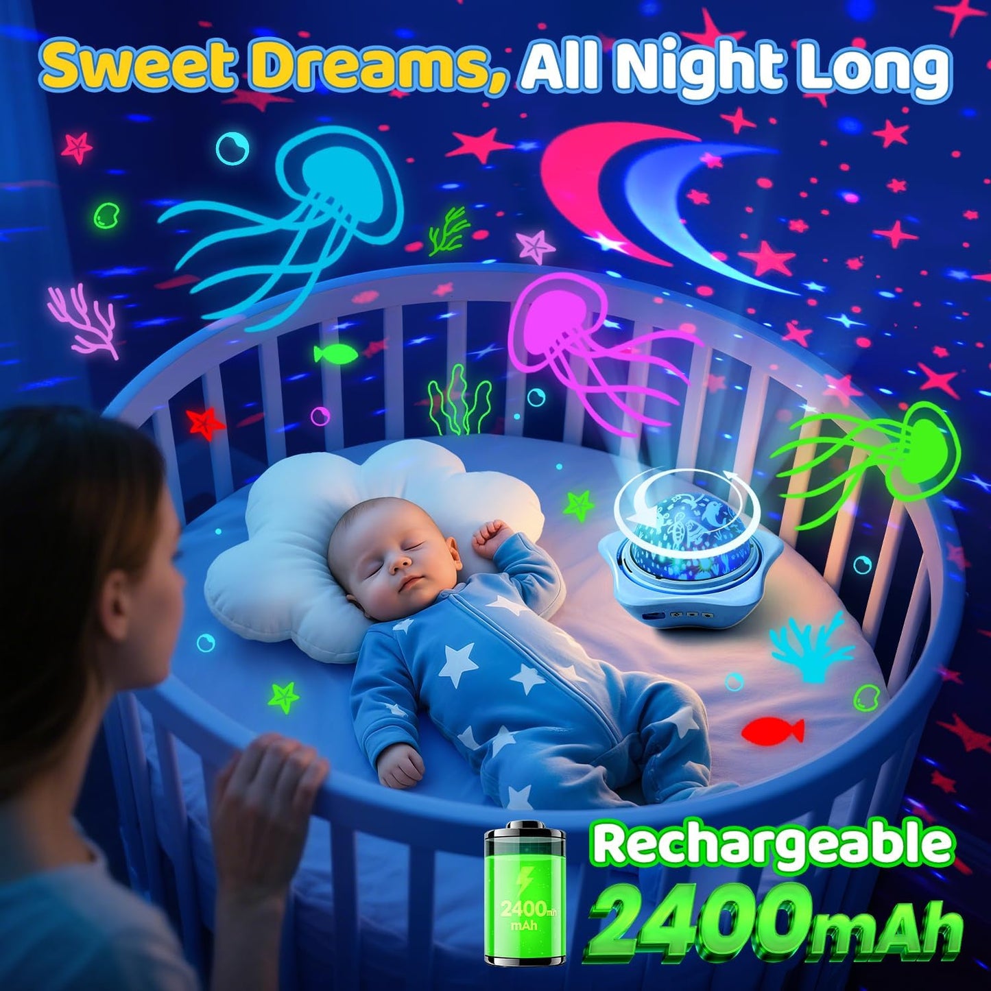 One Fire Night Light for Kids Toys,6 Films+78 Lighting Modes Star Projector,Rechargeable Night Light Projector,360°Rotion Star Lights for Bedroom Decor,Birthday Gifts for Kids Baby Sensory Toys Autism