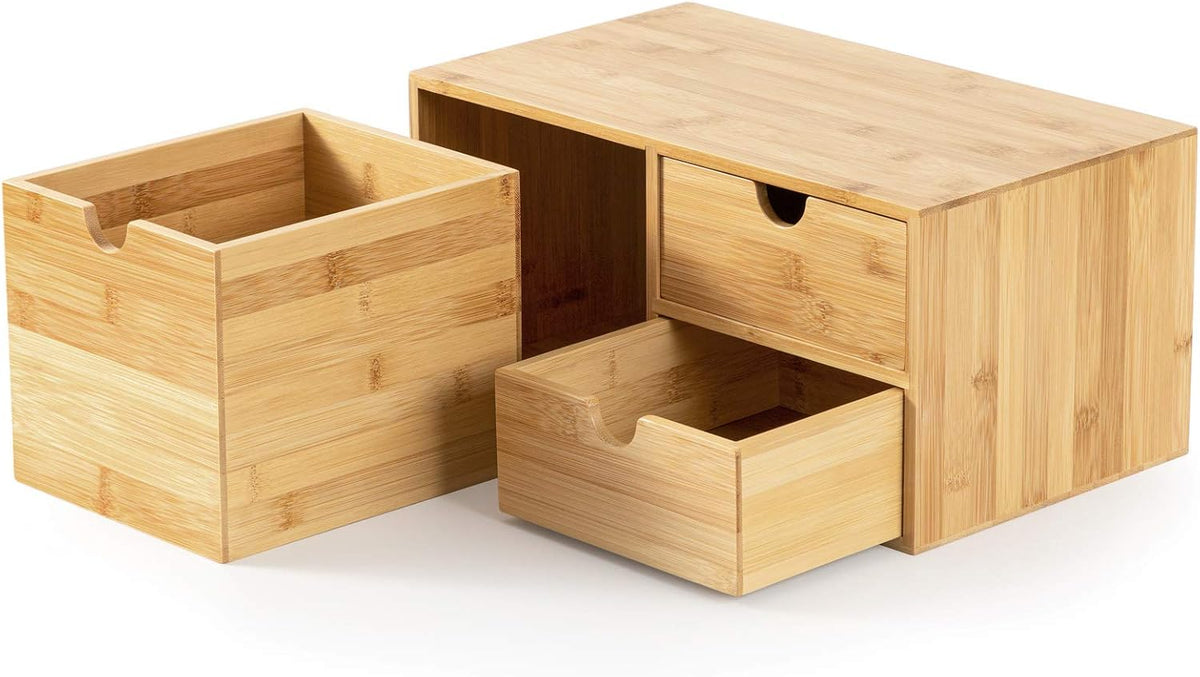 Bamboo Desk Drawer Organizer, Desktop Organizer with Drawers(3 Drawers)