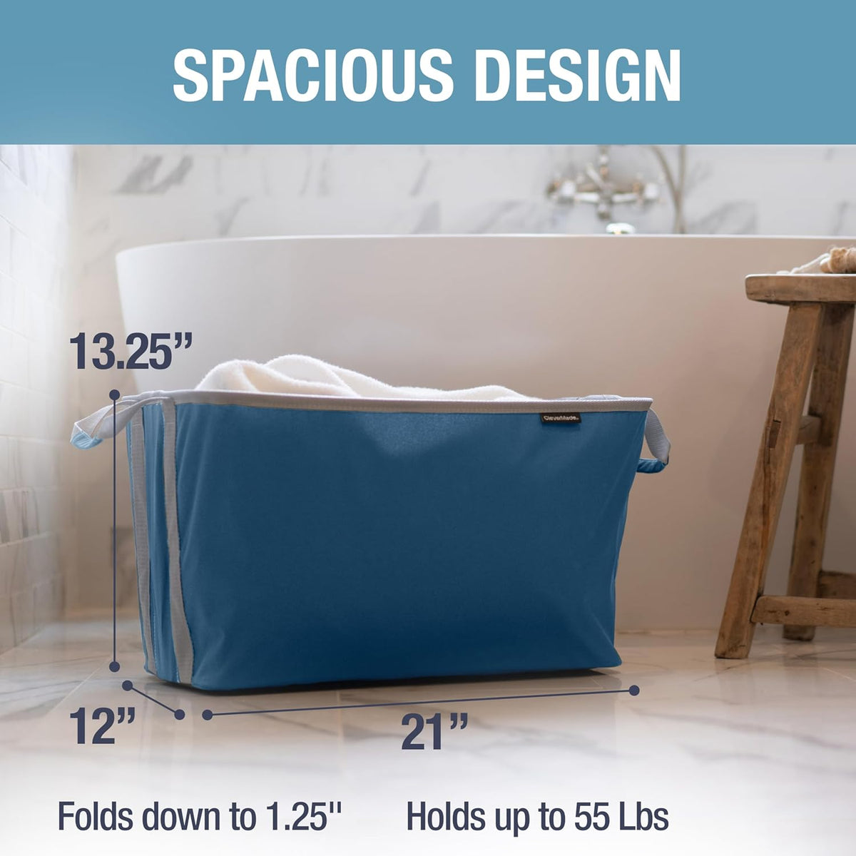 Collapsible Laundry Basket - Denim/Shadow Gray(2PK) | Clear Floor Space Between Laundry Days | Each Basket Holds 55 lb, Stays Upright While Loading, and Folds to 1.25 Inches