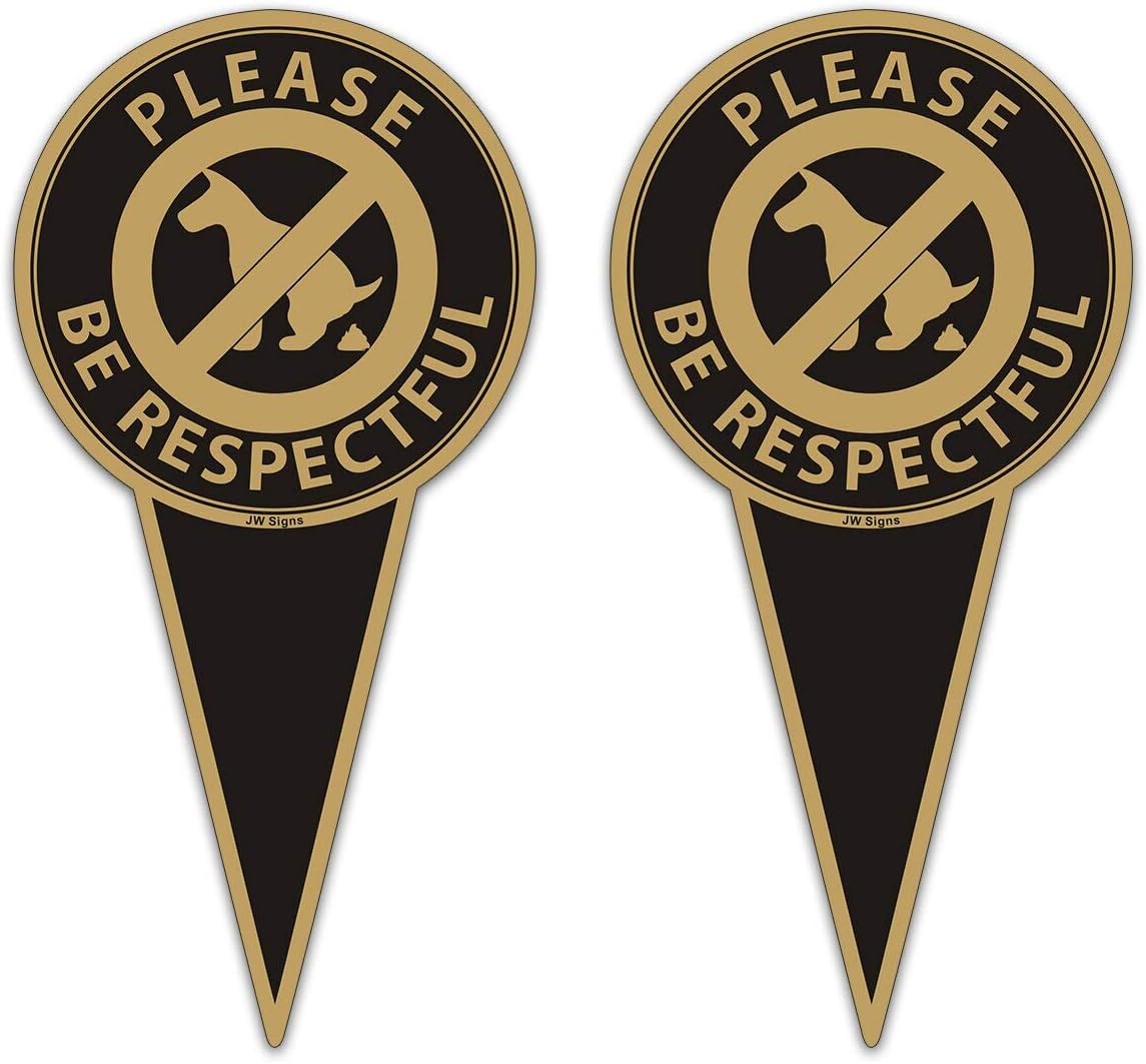 Please Be Respectful (4Pack)12"x6" No Dog Poop Yard Metal Signs Double Sided No Pooping Dog Sign UV Protected and Weatherproof Stop Dogs from Pooping or Peeing On Your Lawn Yard Sign