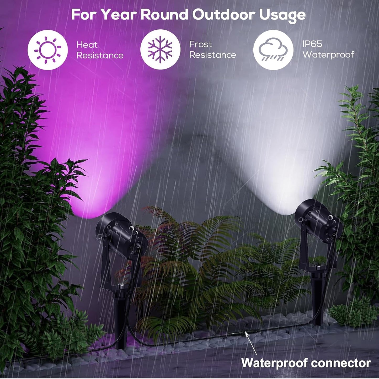 SUNTHIN Outdoor Landscape Lighting with Dusk to Dawn Sensor Controller & Remote, RGBW Color Changing Spot Uplights, 4 Pack