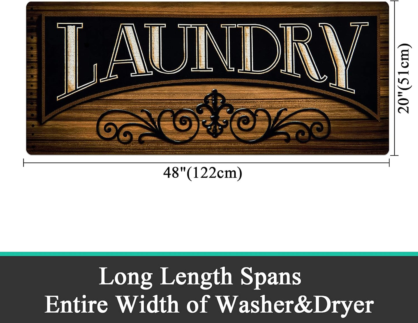 Pauwer Laundry Room Rug Runner 20"x48" Waterproof Rubber Laundry Mat Non Slip Kitchen Mats for Floor Washable Floor Mat Runner Rug for Farmhouse Mudroom Washroom Bathroom Decor